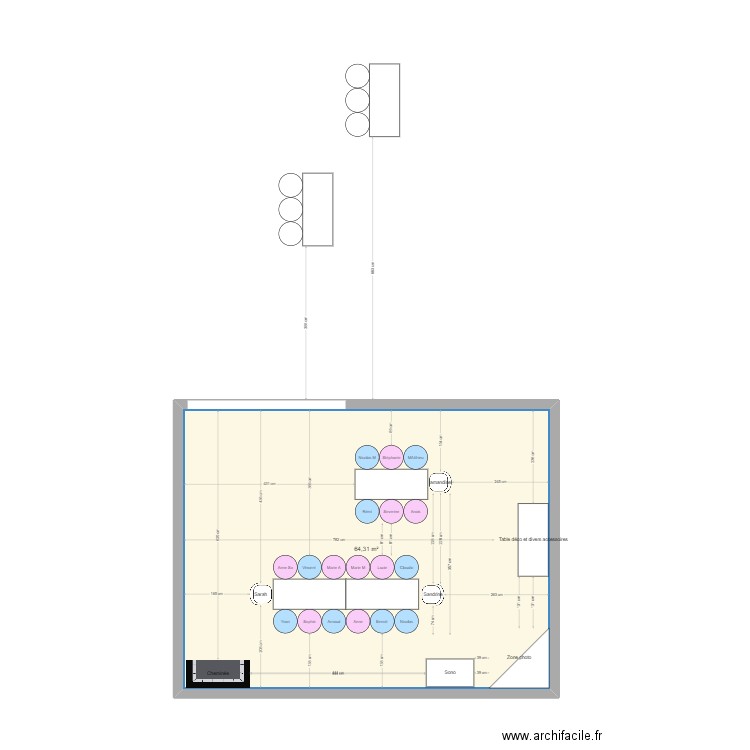 plan baptême bis. Plan de 1 pièce et 64 m2