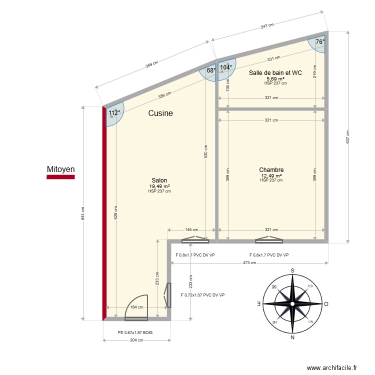 ML24017052 ESPINASSE. Plan de 3 pièces et 38 m2