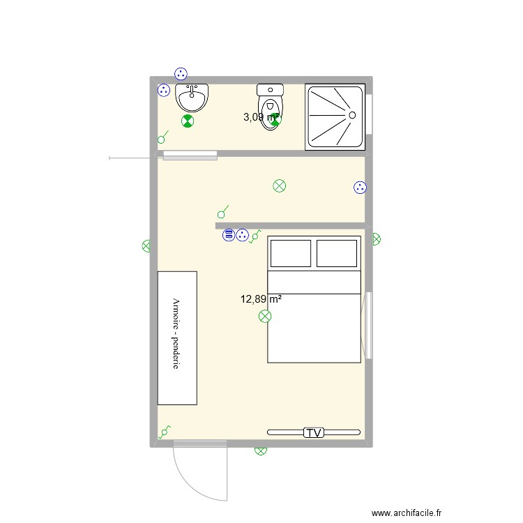 depot. Plan de 2 pièces et 16 m2