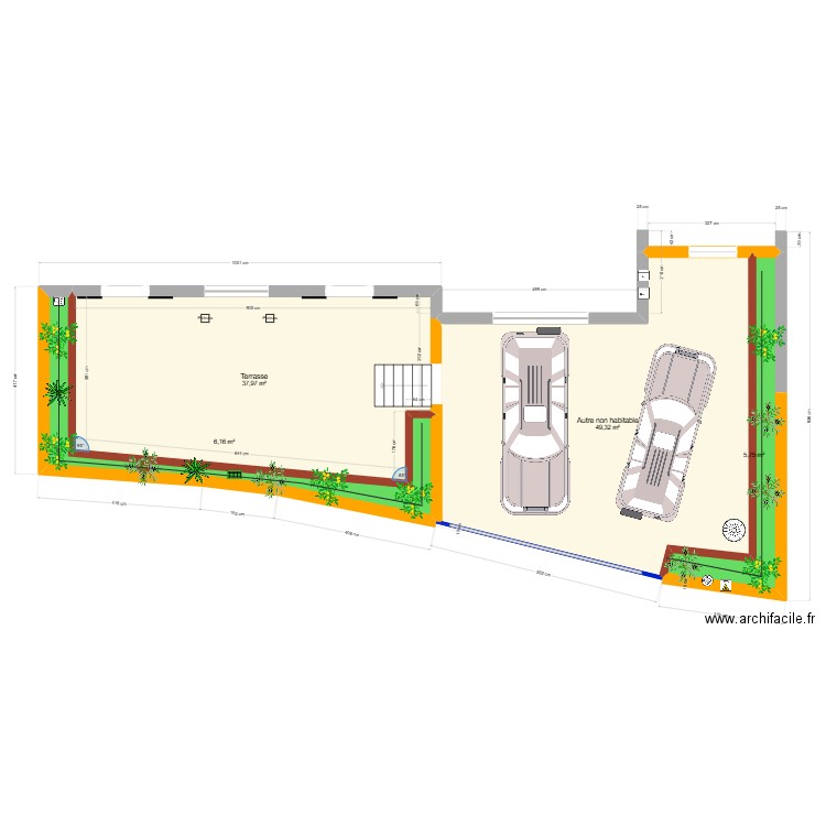 avant maison. Plan de 4 pièces et 99 m2