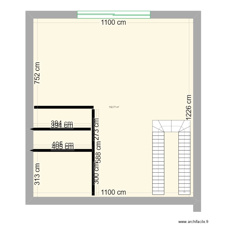 sous sol. Plan de 1 pièce et 133 m2