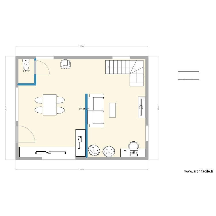 Malbuisson Bas 12/05anais haut . Plan de 2 pièces et 44 m2