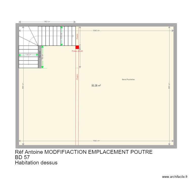 Antoine POUTRE DECALé. Plan de 1 pièce et 83 m2