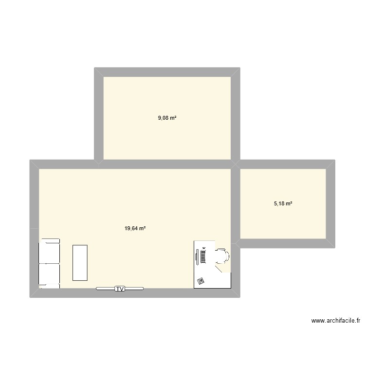 ART APPLIQUE. Plan de 3 pièces et 34 m2