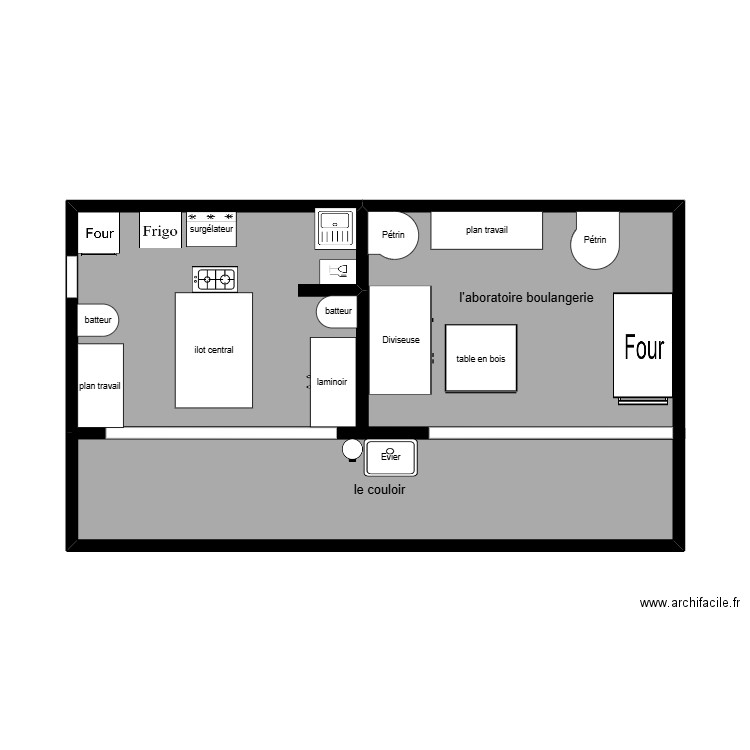 boulangerie jofrin. Plan de 3 pièces et 36 m2