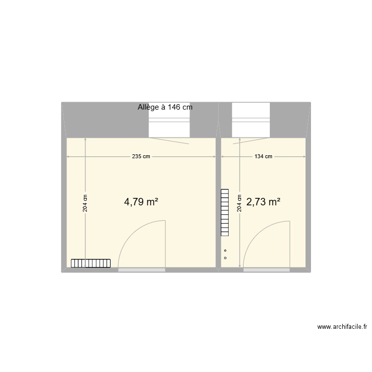 Montariol P1. Plan de 2 pièces et 8 m2