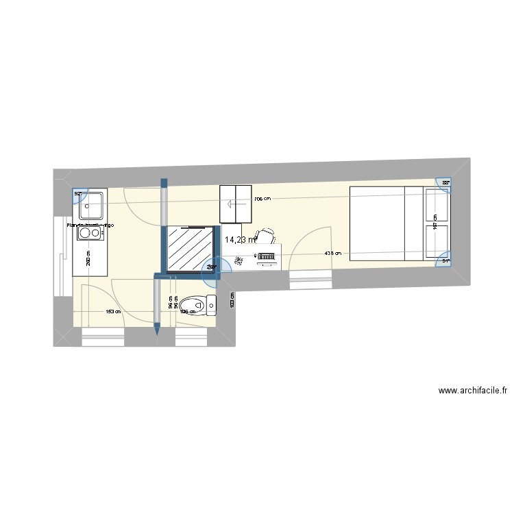 Cabane v5. Plan de 1 pièce et 14 m2