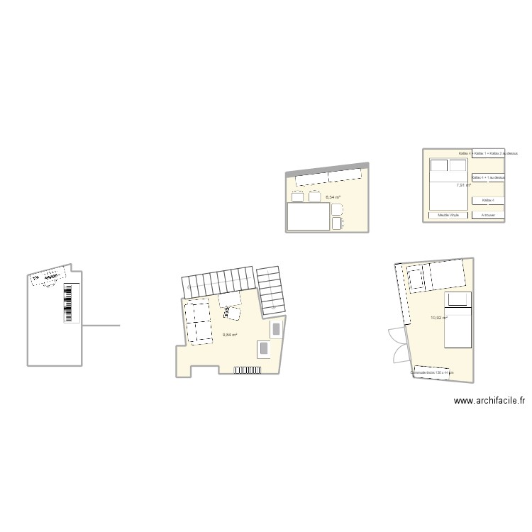 Test salon. Plan de 4 pièces et 35 m2