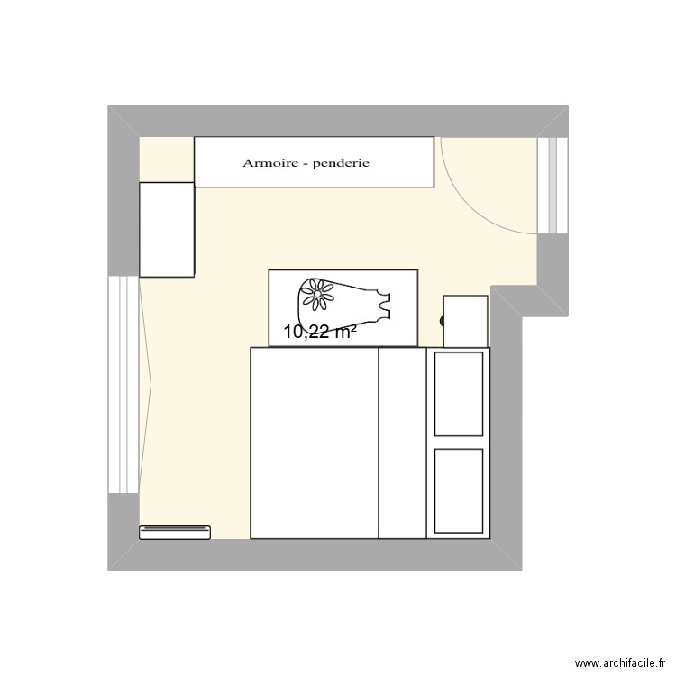 Chambre 2 Bezons. Plan de 1 pièce et 10 m2