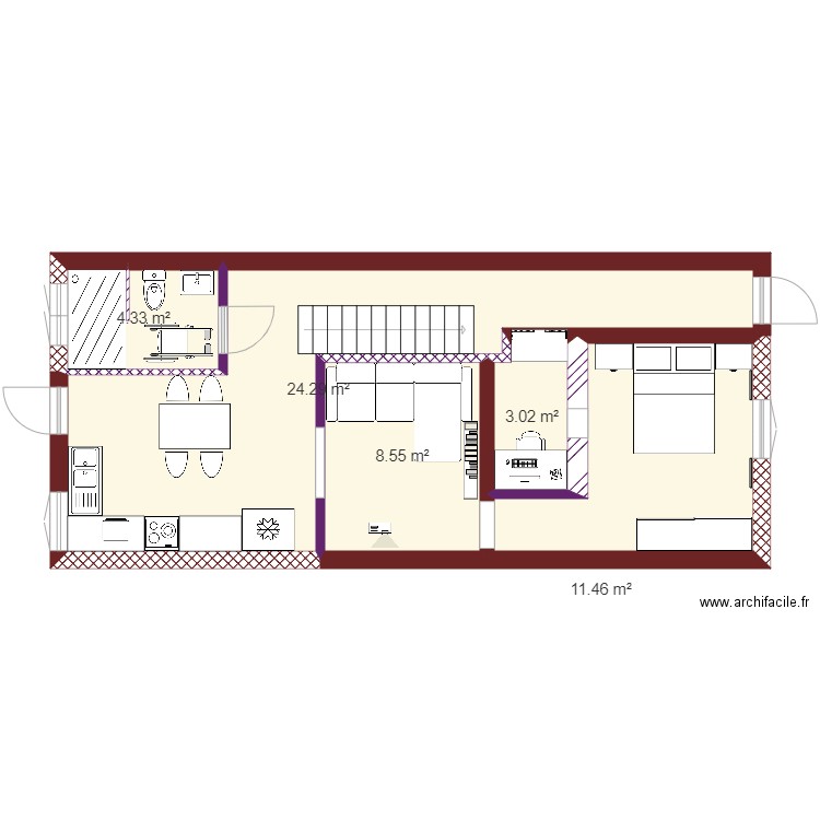 1930. Plan de 5 pièces et 52 m2