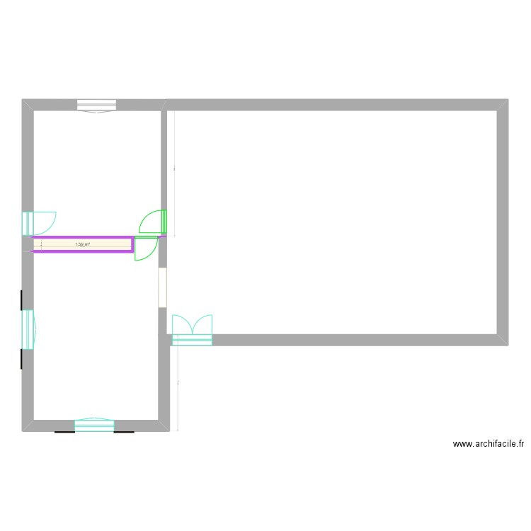 maison. Plan de 1 pièce et 2 m2