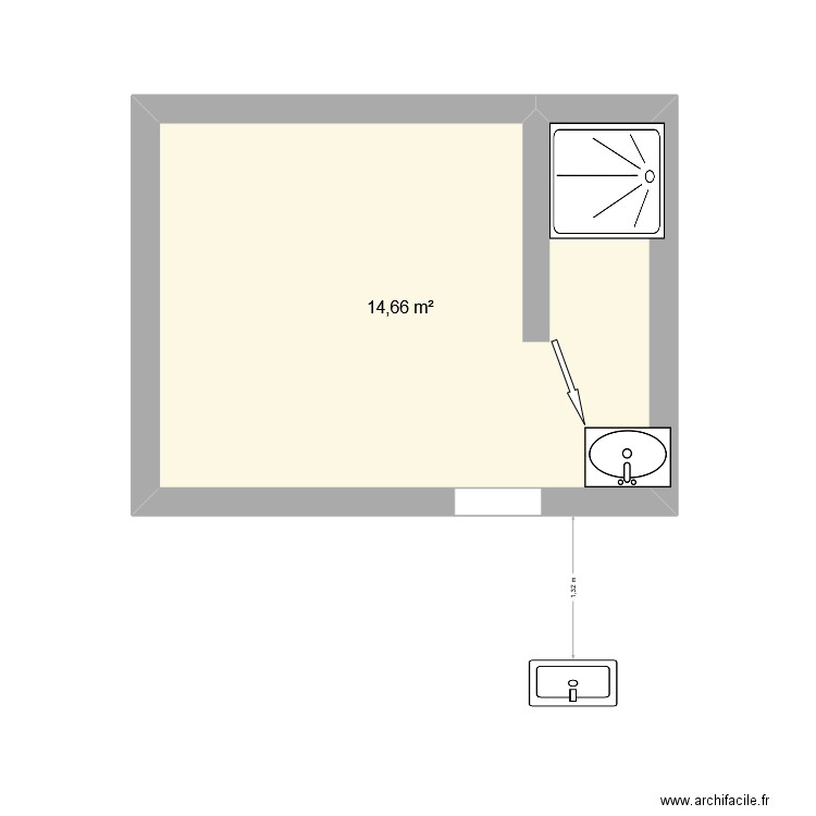 LEBIAN. Plan de 1 pièce et 15 m2