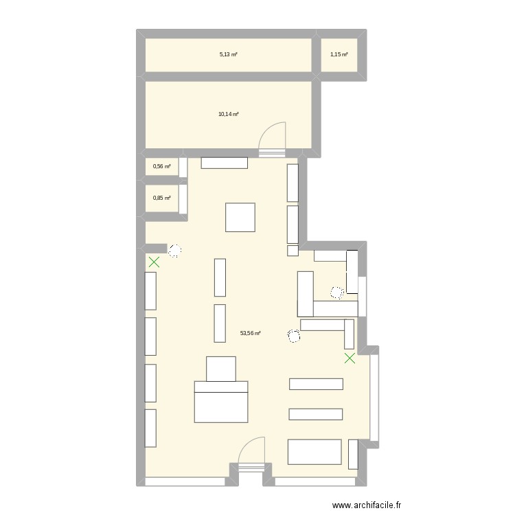 Plan magasin . Plan de 6 pièces et 71 m2