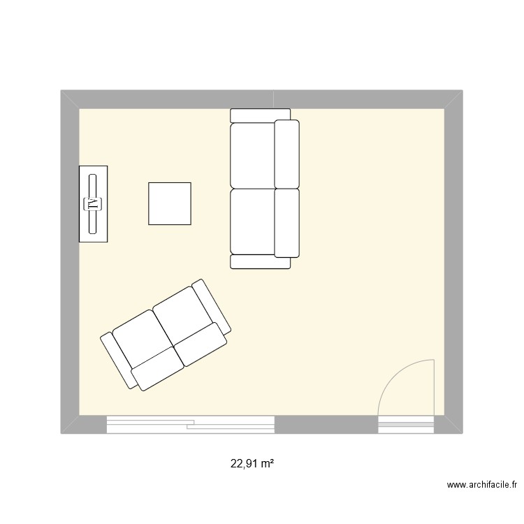 Salon - S à M. Plan de 1 pièce et 23 m2