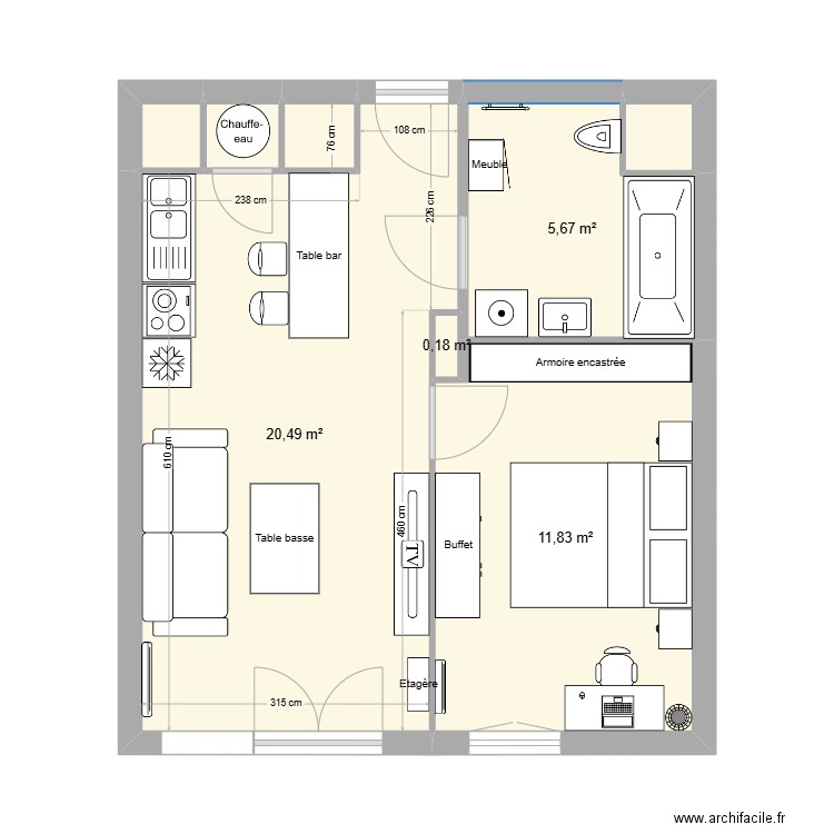 Jean Allemane. Plan de 8 pièces et 40 m2