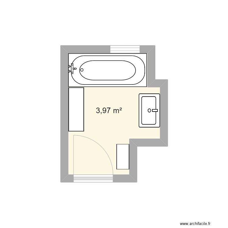 BLONDEAU actuel. Plan de 1 pièce et 4 m2