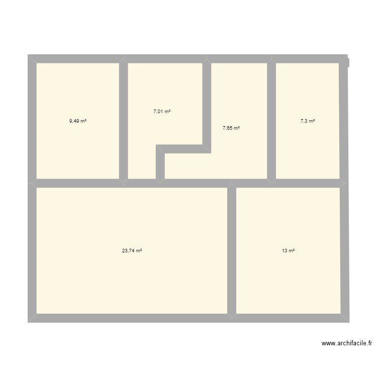 Etage 1. Plan de 6 pièces et 68 m2