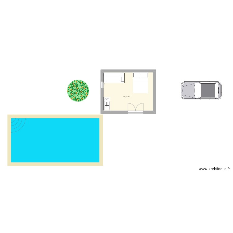 max. Plan de 1 pièce et 16 m2