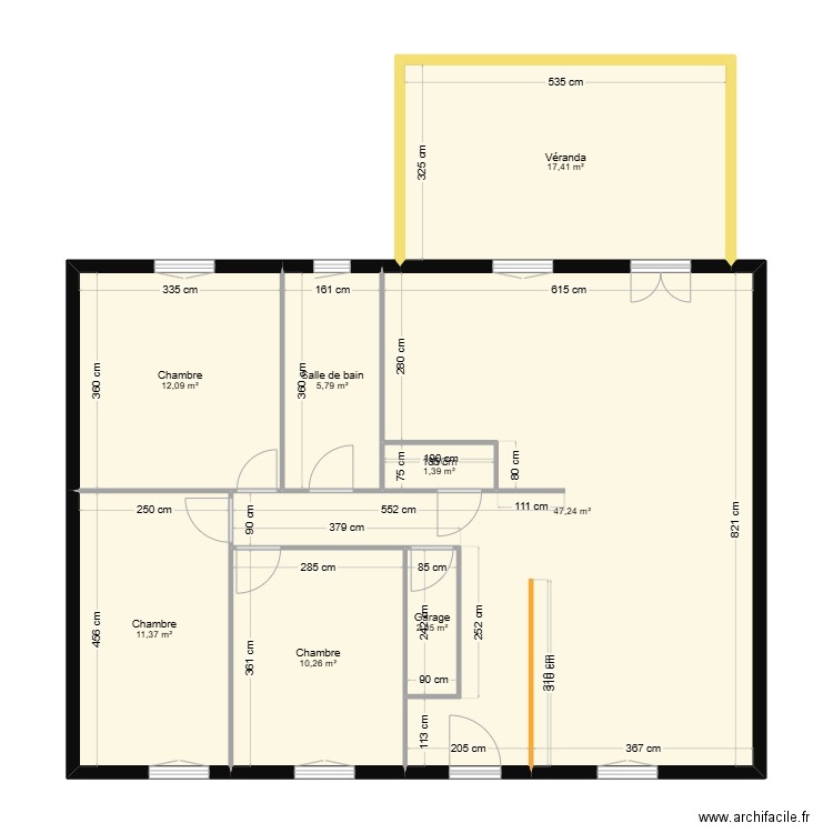 Maison cotes réeles. Plan de 8 pièces et 108 m2