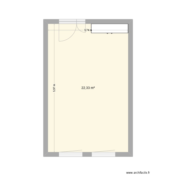 Bureau Bruno. Plan de 1 pièce et 22 m2