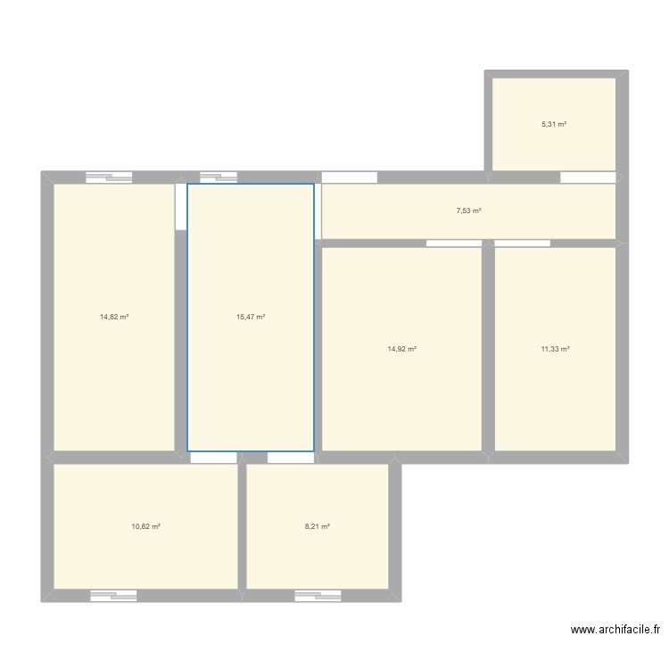 PLAN 3. Plan de 8 pièces et 88 m2