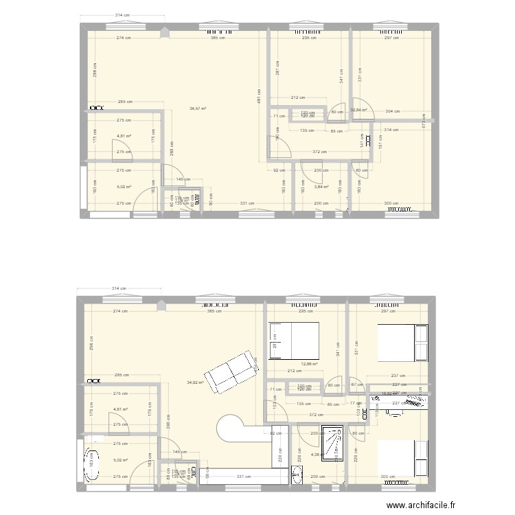 plan maison chambre. Plan de 15 pièces et 165 m2