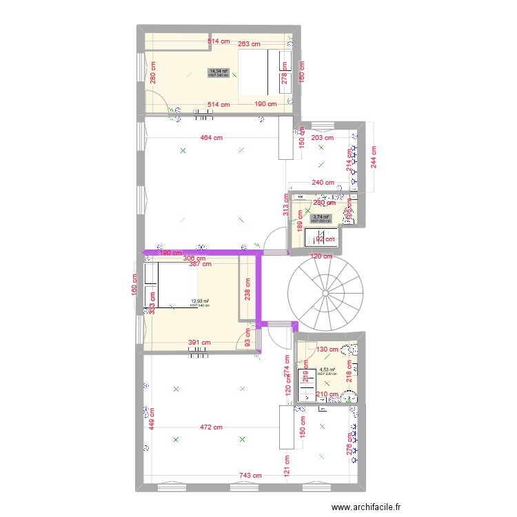 19 TIVOLI N+1. Plan de 4 pièces et 36 m2