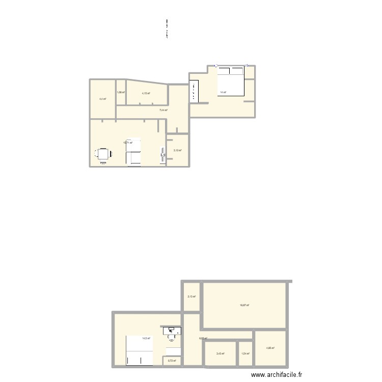 plan champerret. Plan de 15 pièces et 100 m2