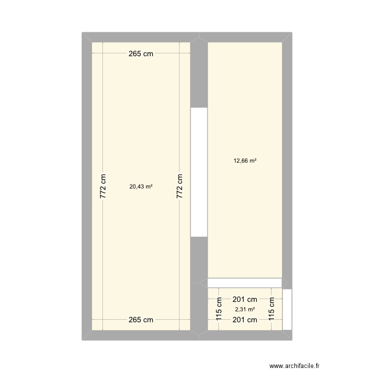 Garage l’horizon . Plan de 3 pièces et 35 m2