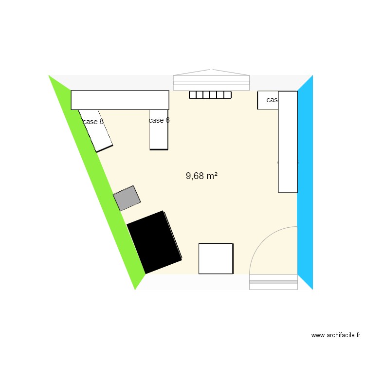 Salle de jeux. Plan de 1 pièce et 10 m2