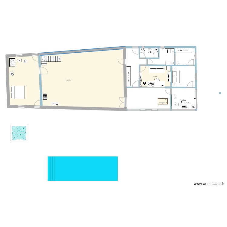 extension test 2. Plan de 2 pièces et 136 m2