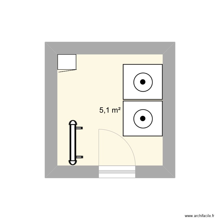 Salle de lavage. Plan de 1 pièce et 5 m2