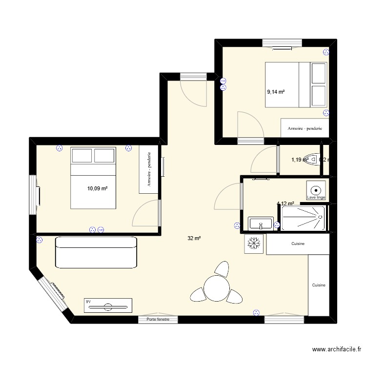 50 St Maurice. Plan de 6 pièces et 57 m2