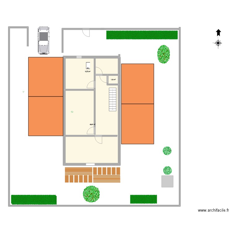 plan étage. Plan de 3 pièces et 66 m2