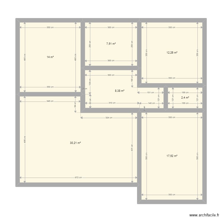 plan 2. Plan de 7 pièces et 92 m2