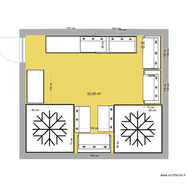 Alfier . Plan de 1 pièce et 32 m2