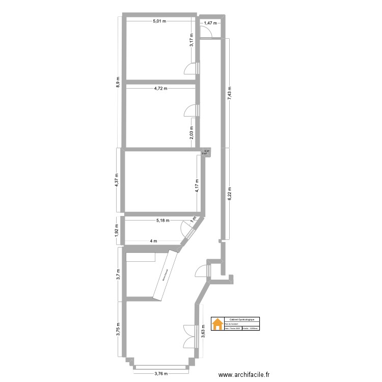 CabGyneco_PlanInitial. Plan de 2 pièces et 0 m2