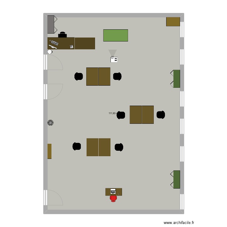 Classe. Plan de 1 pièce et 112 m2