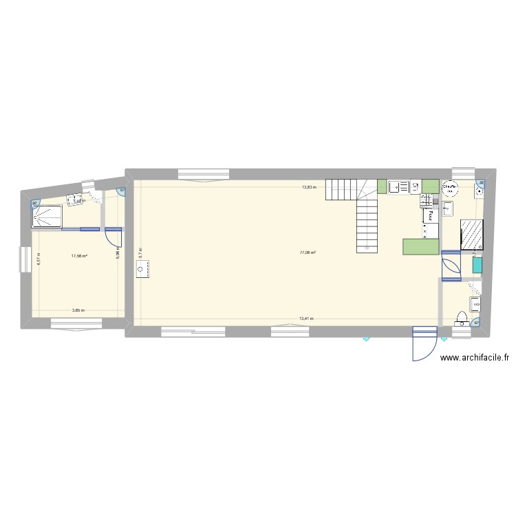 Philippe_LaFerronnais_Plan. Plan de 2 pièces et 95 m2