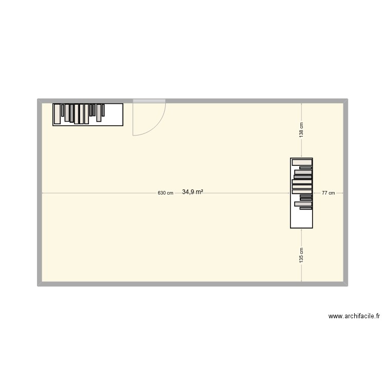 Media. Plan de 1 pièce et 35 m2