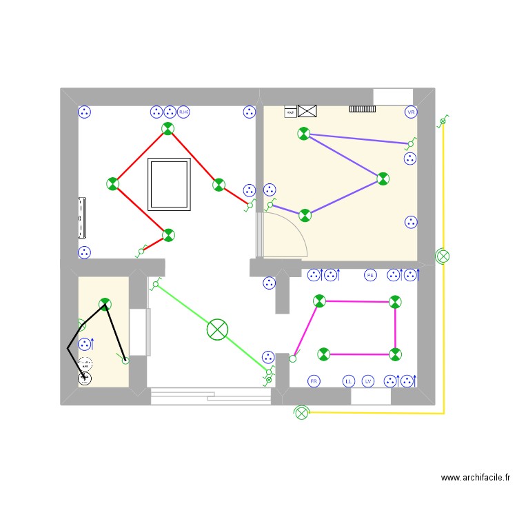 BITEAU. Plan de 2 pièces et 7 m2