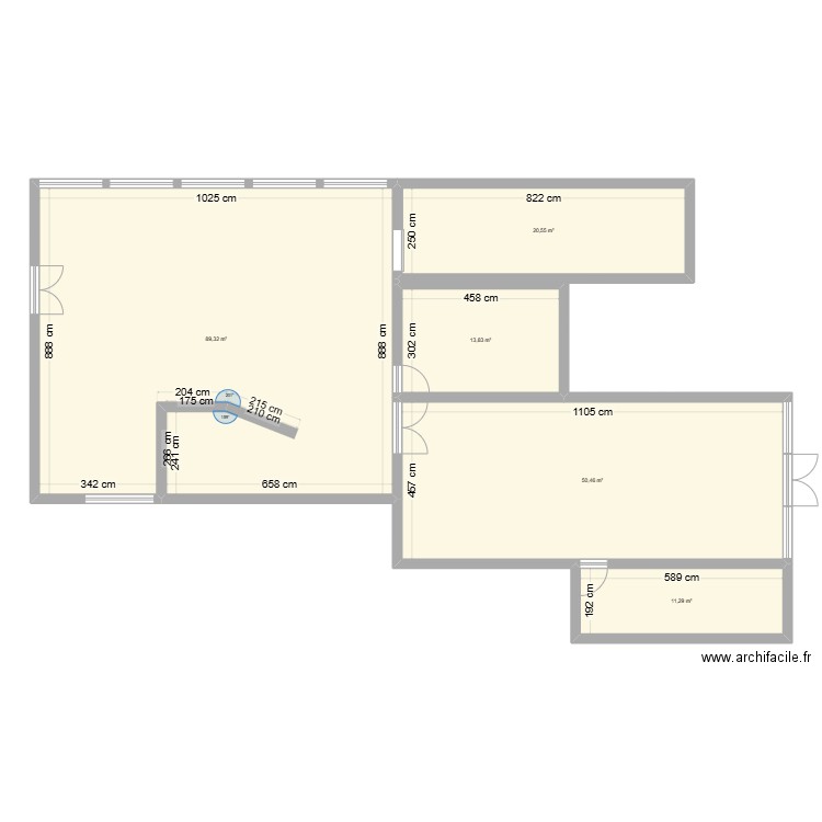 structure Monchapo. Plan de 5 pièces et 185 m2