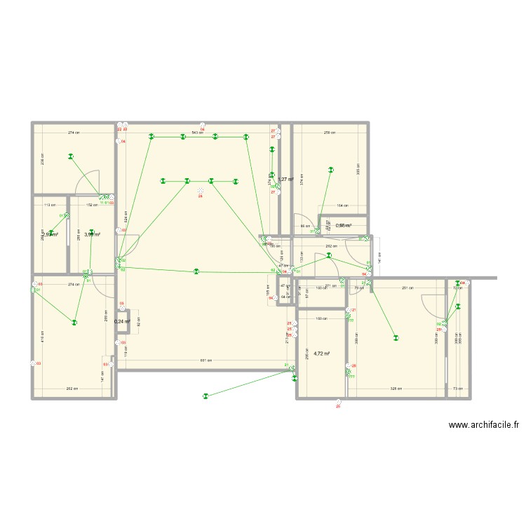 Appartement V04. Plan de 15 pièces et 107 m2