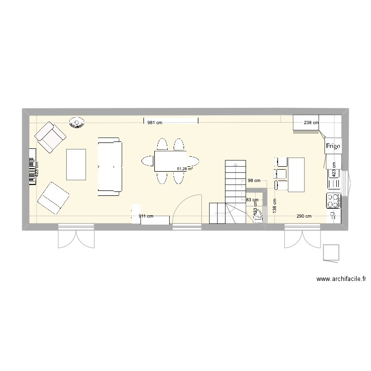 assier2. Plan de 1 pièce et 51 m2