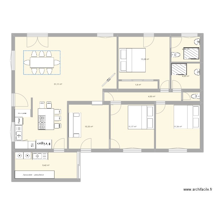 maison. Plan de 10 pièces et 122 m2