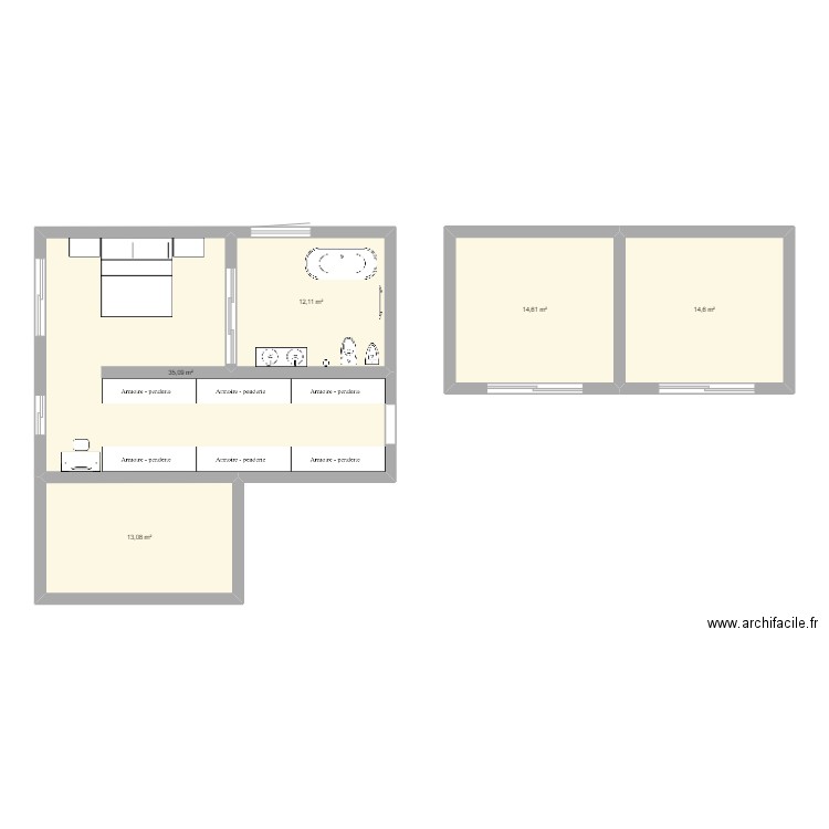 VILLA 1. Plan de 5 pièces et 89 m2