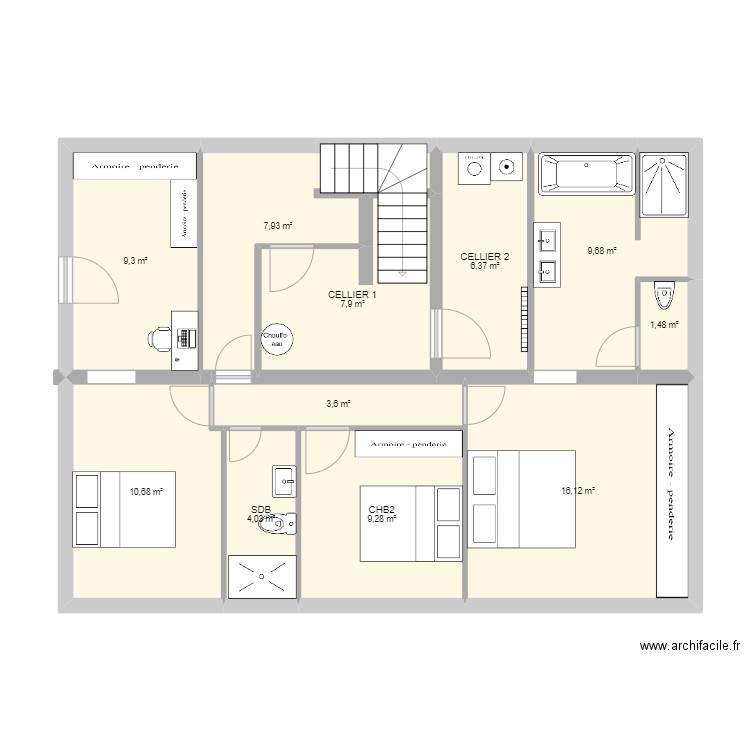 MAISON UR ONEA bas apres travaux. Plan de 11 pièces et 86 m2