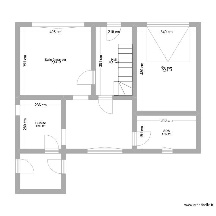 Magnéry. Plan de 5 pièces et 53 m2