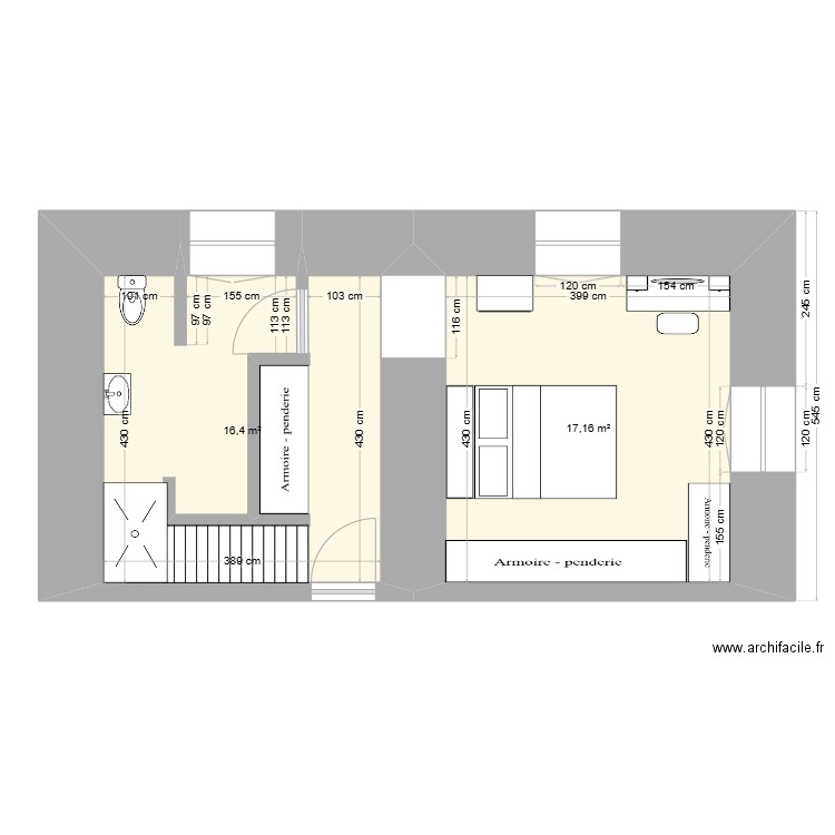 1er Etage 4. Plan de 2 pièces et 34 m2