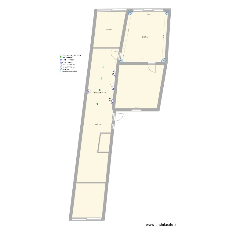 Plan H&A. Plan de 3 pièces et 100 m2